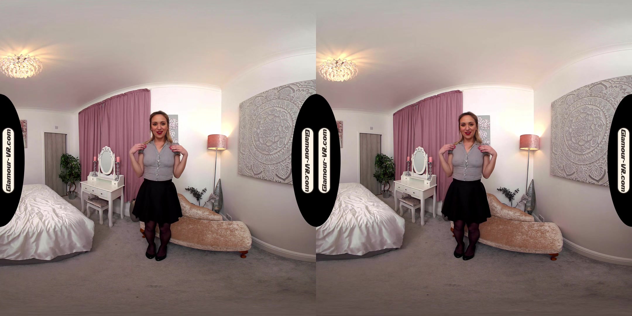 Samantha Smart/Casual Outfit With Seamed Stockings Treat - 8k Vr