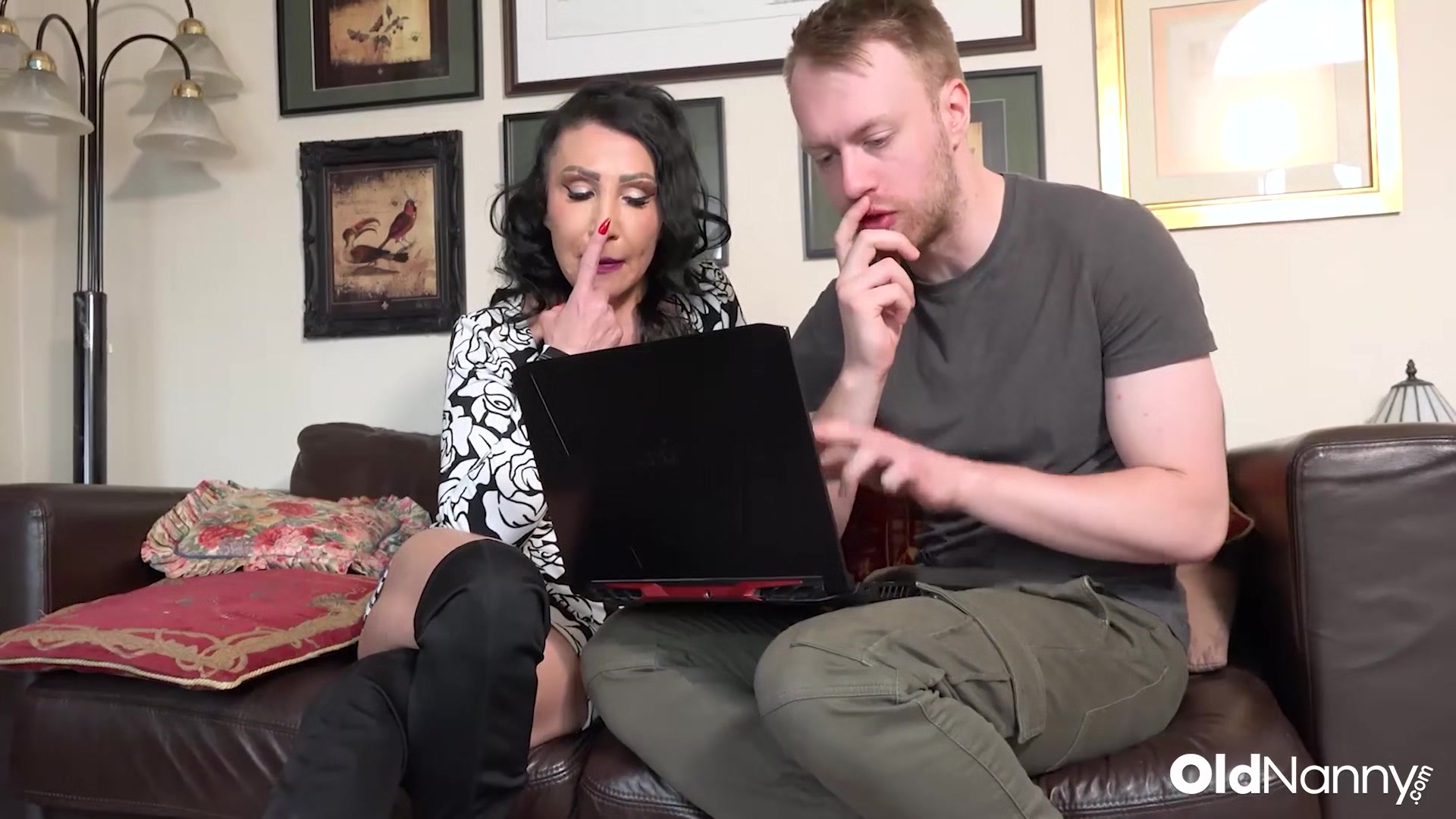Busty Mature MILF Seduces Shy Horny Man On Couch