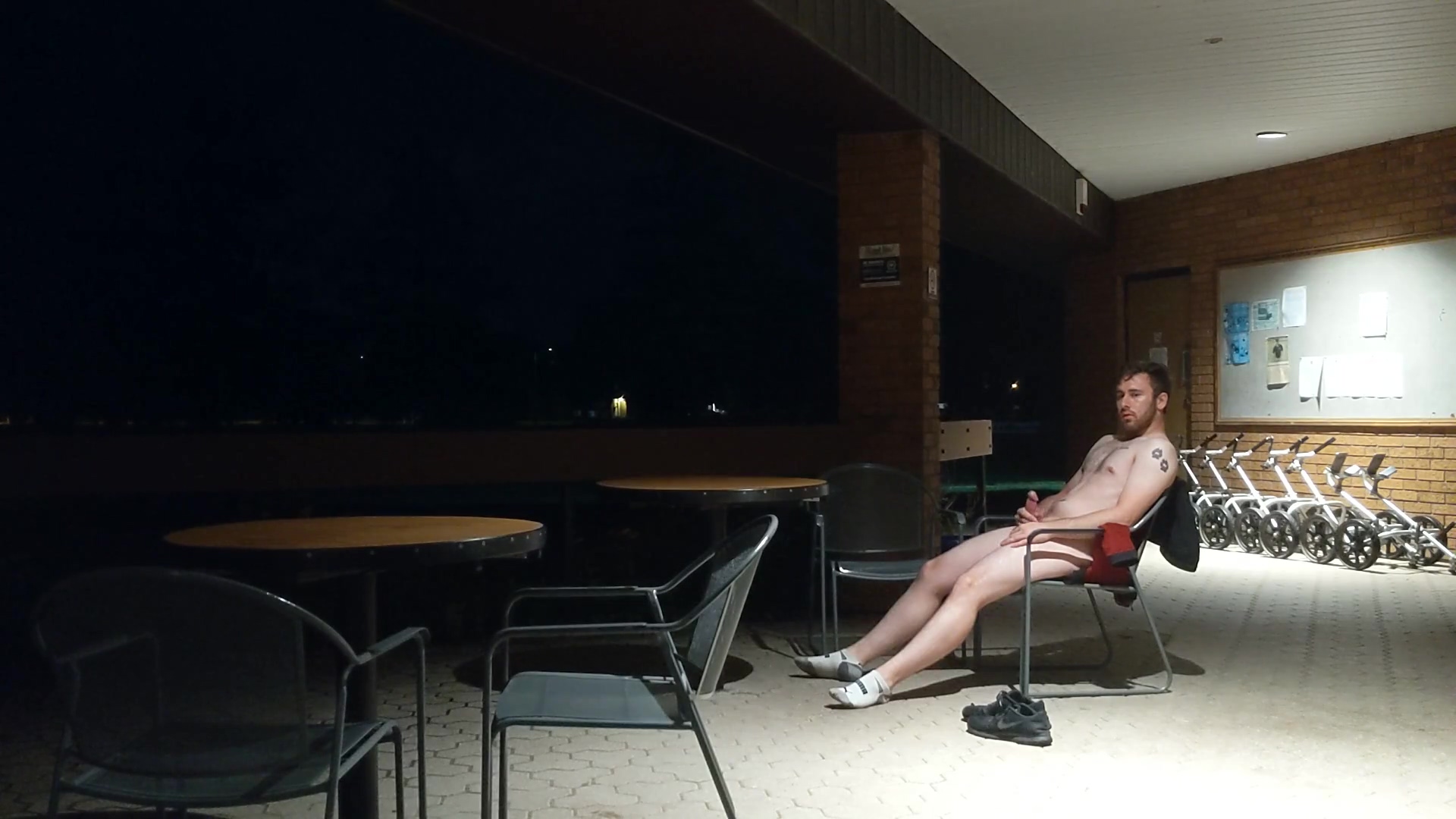 Fully Nude Outdoors At The Golf Club Apartment Buildings In View