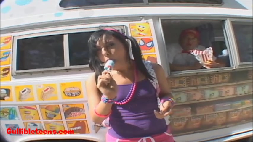icecreampie truck 18 year old on roller skates gets long white cock pounding for first time