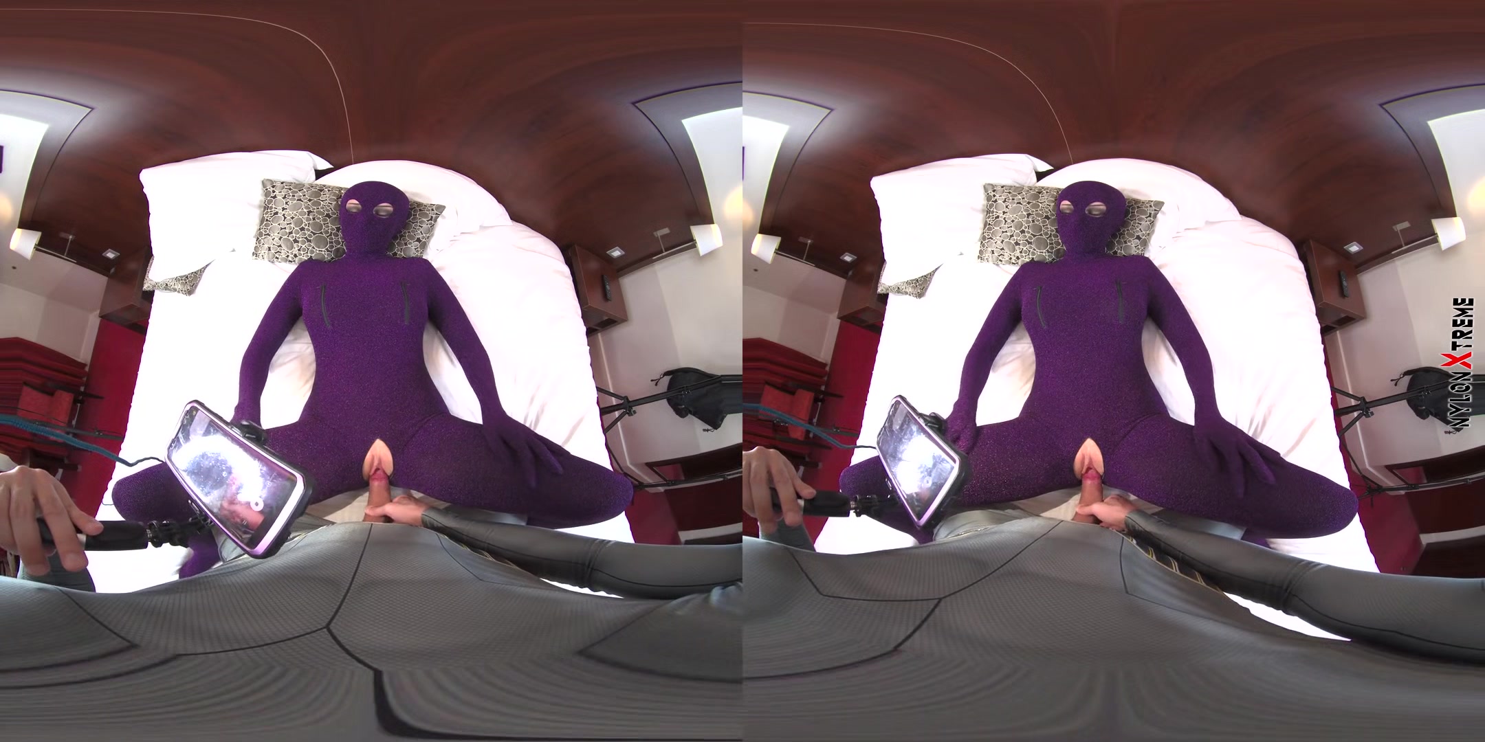 Nora Fox Purple Zentai Encasement Creampie