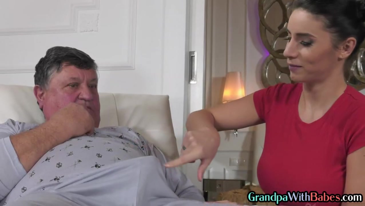 Lucky grandpa fucks faketitted babe in wet pussy hole