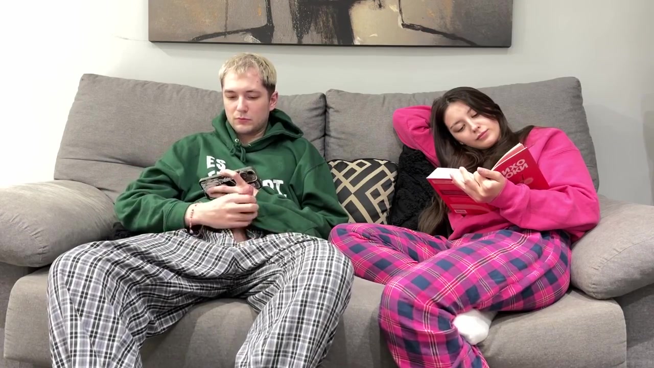 Sugary Kitty - Stepbrother Watch Porn And Jerk Off Next To Stepsister! But She Deci