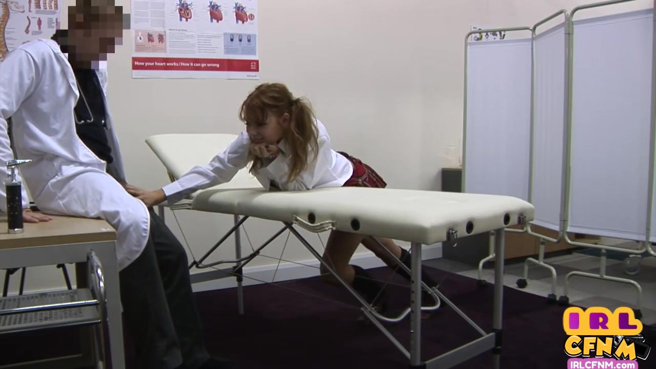CFNM amateur college slut fucked in 3some by doctors