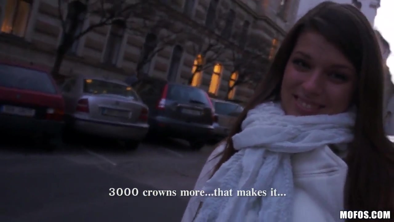 A girl on the street is offered cash for tits