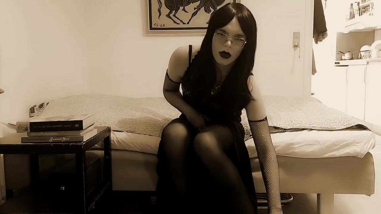 Trans Woman Morticia Addams Jerks Off In Front Of You While Youre Bound Up (sepiatone)