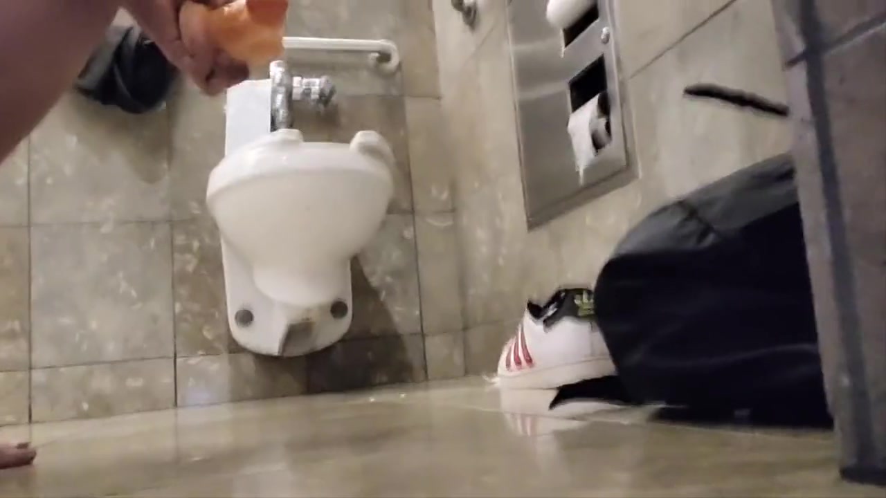 Very Risky Open Public Restroom Strip And Anal