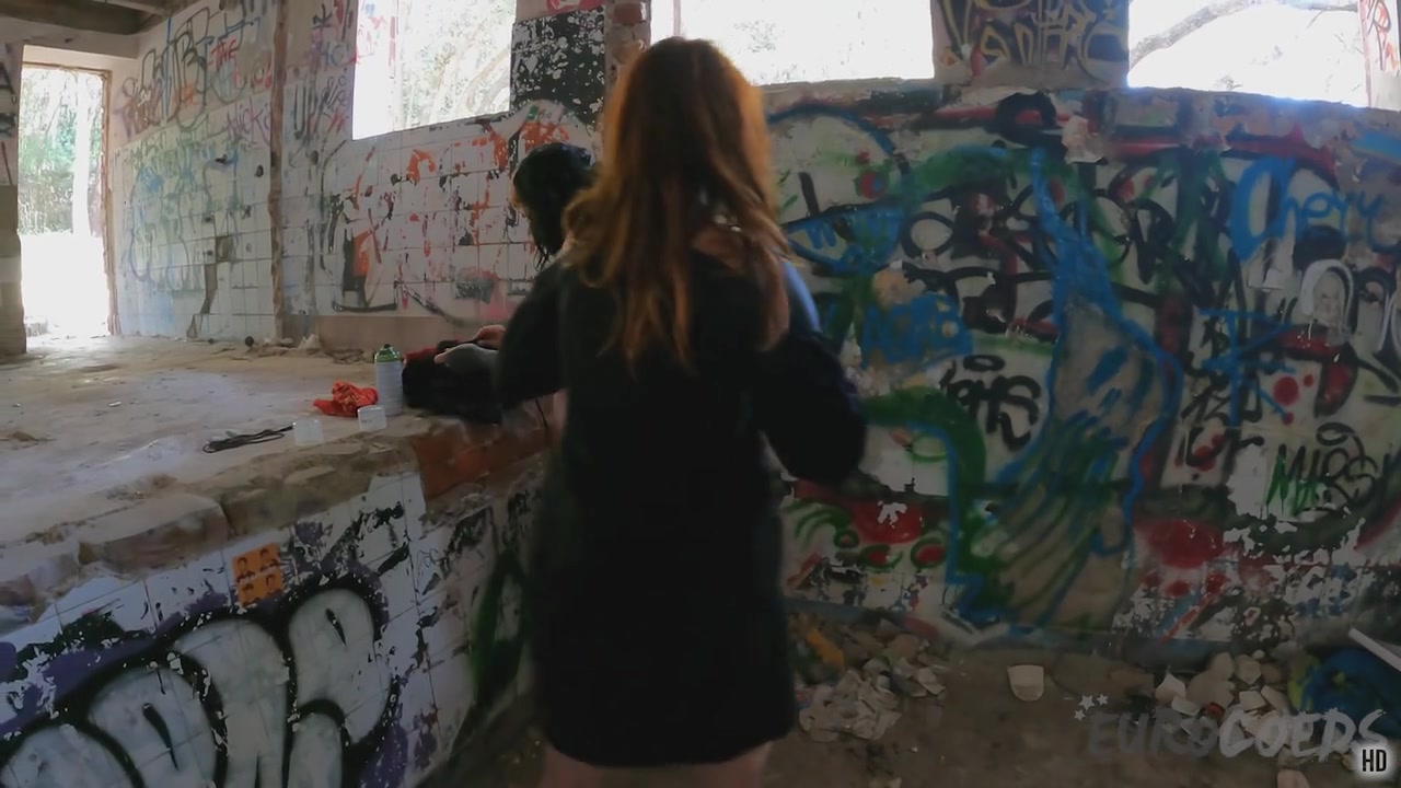 Brille And Cheri Tagging Graffiti Nude While On Vacation And Laying On A Topless Beach