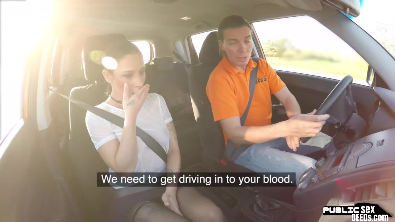 Tattooed car driver POV fucked in car by personal instructor