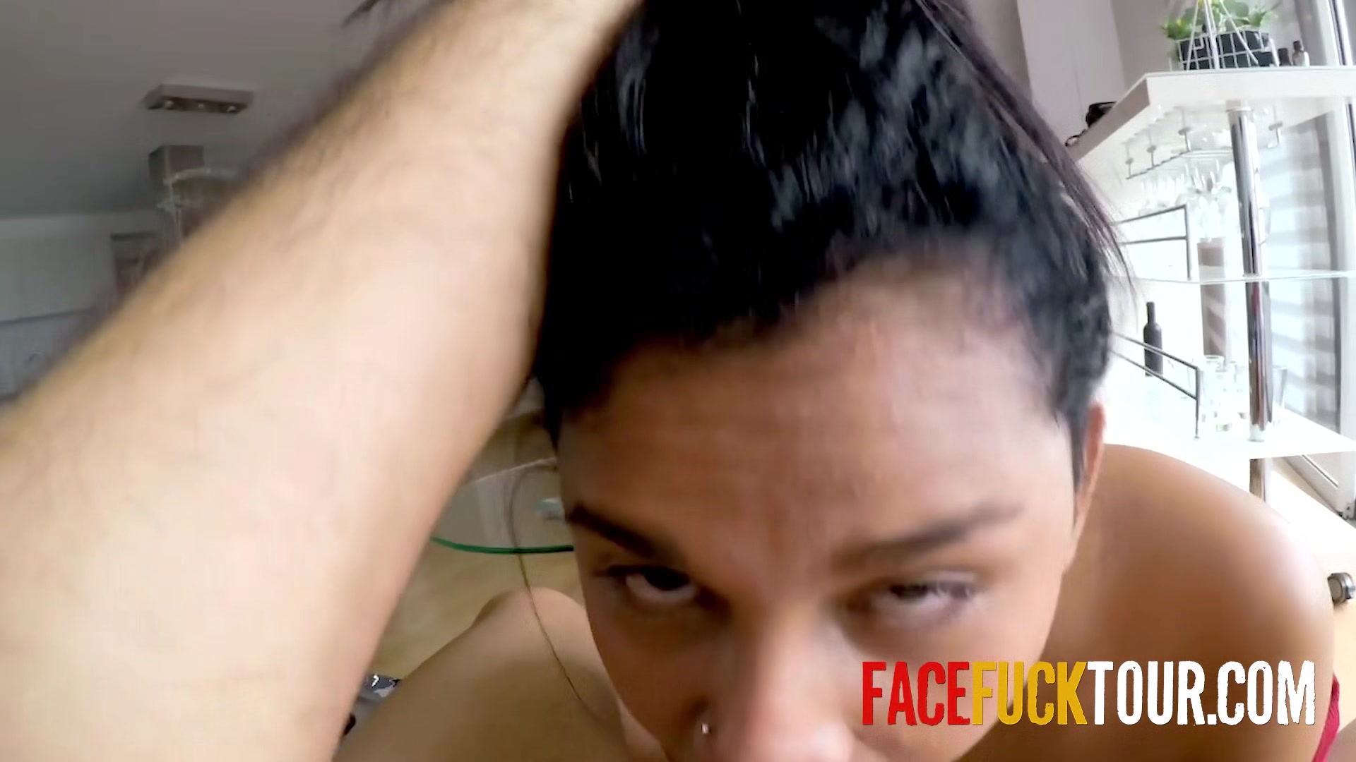 Cheating slut manhandled and face fucked HARD against the wall