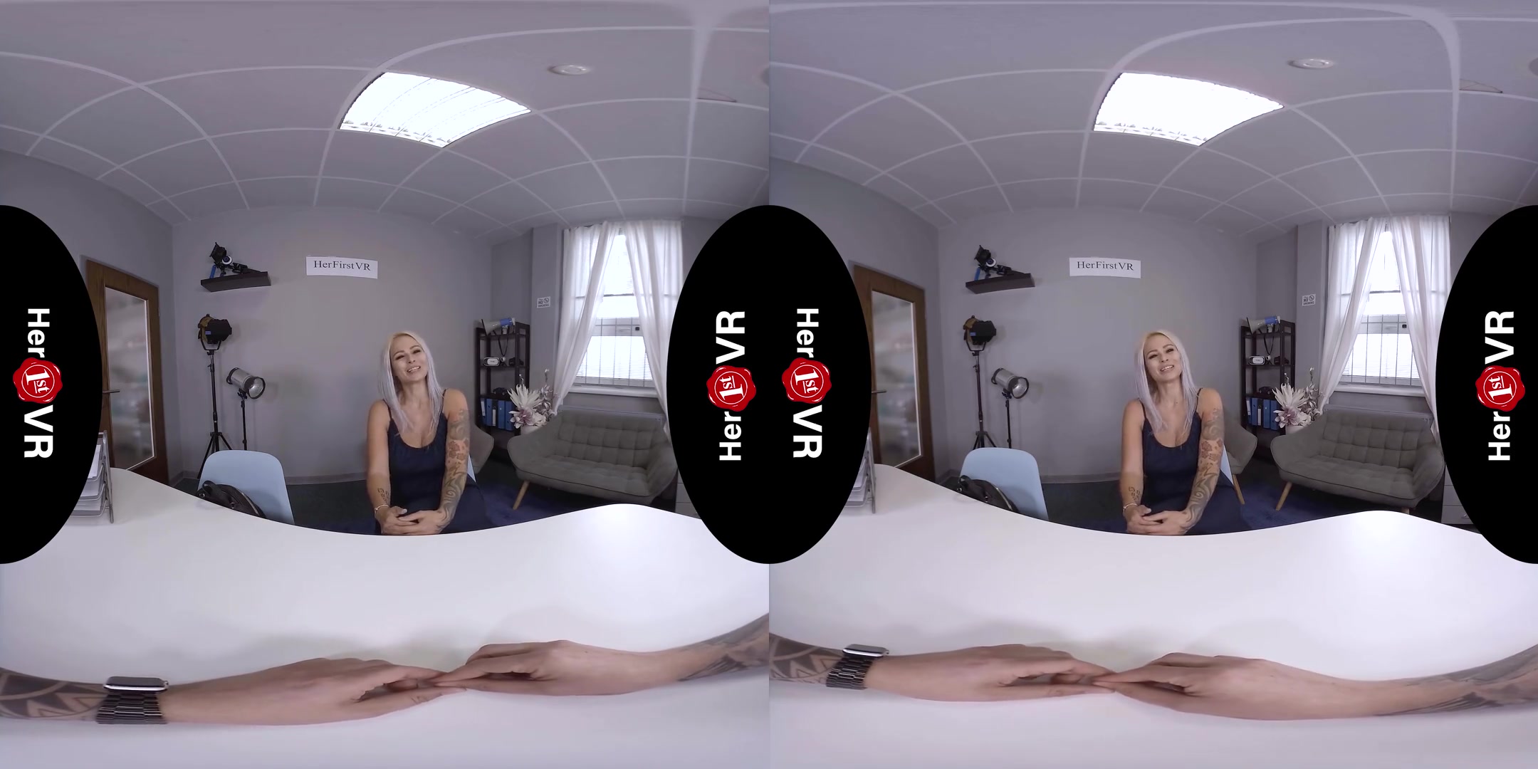 Domino - VR Casting; Huge Tits Blonde Amateur with Tattoos