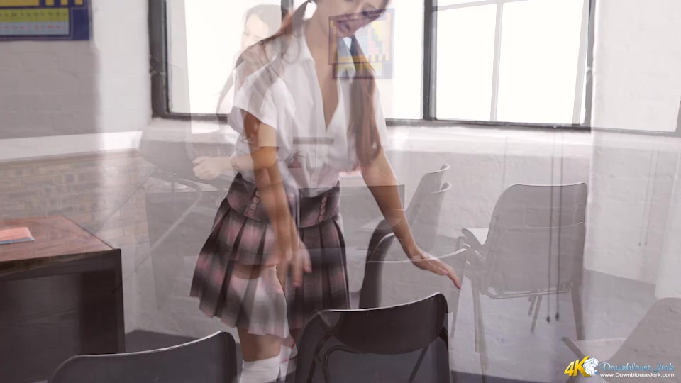 Layla in College Girl Cleavage - DownblouseJerk