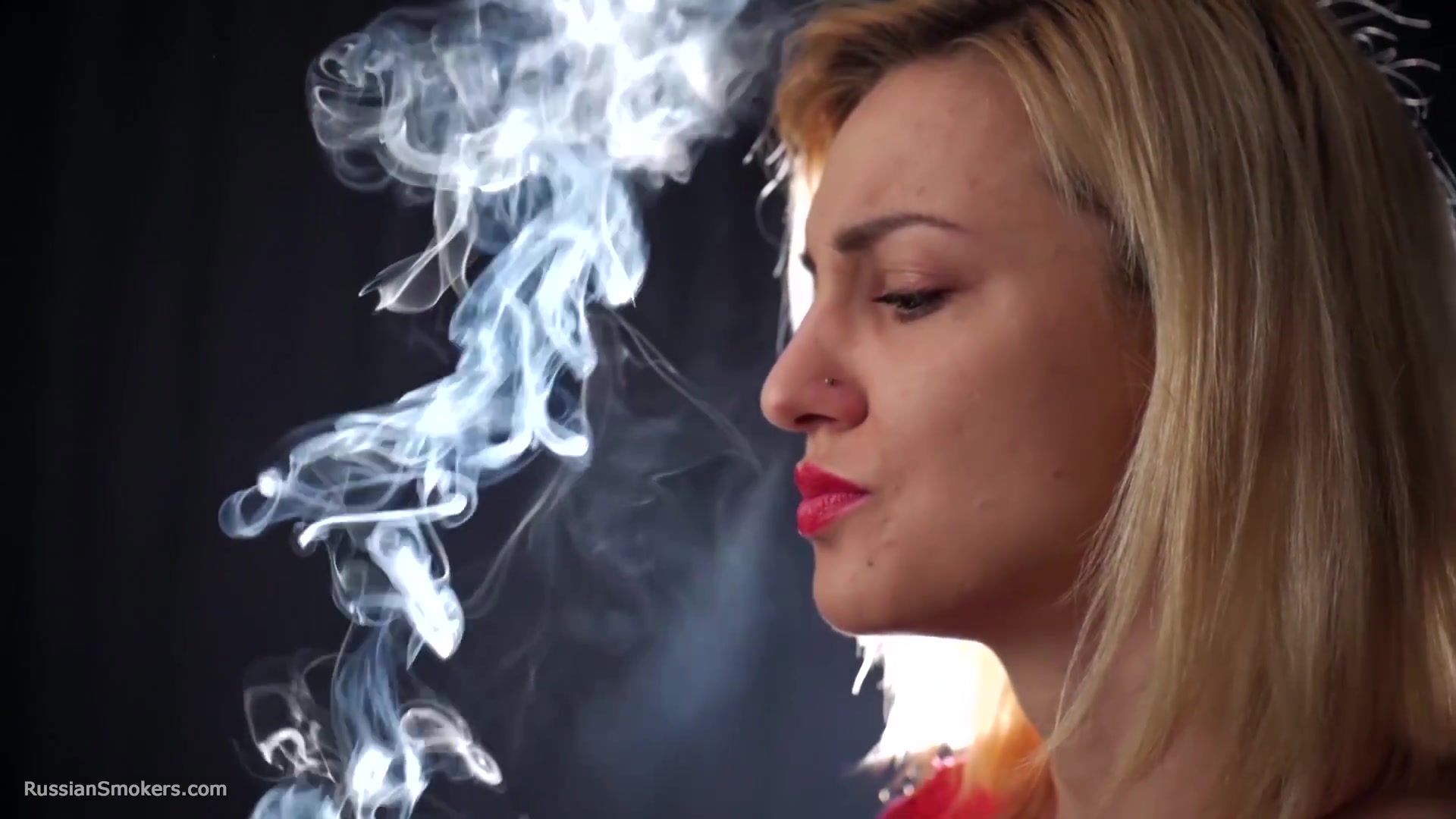Many Many Nose Exhales With Cork Cigarette