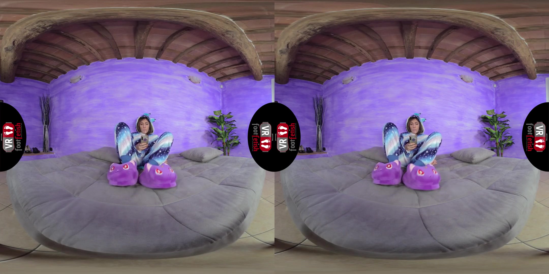 Stunning Aradia In A One-Piece Hooded Pajama And Purple Slippers - Amateur Foot Fetish 3D Porn Solo