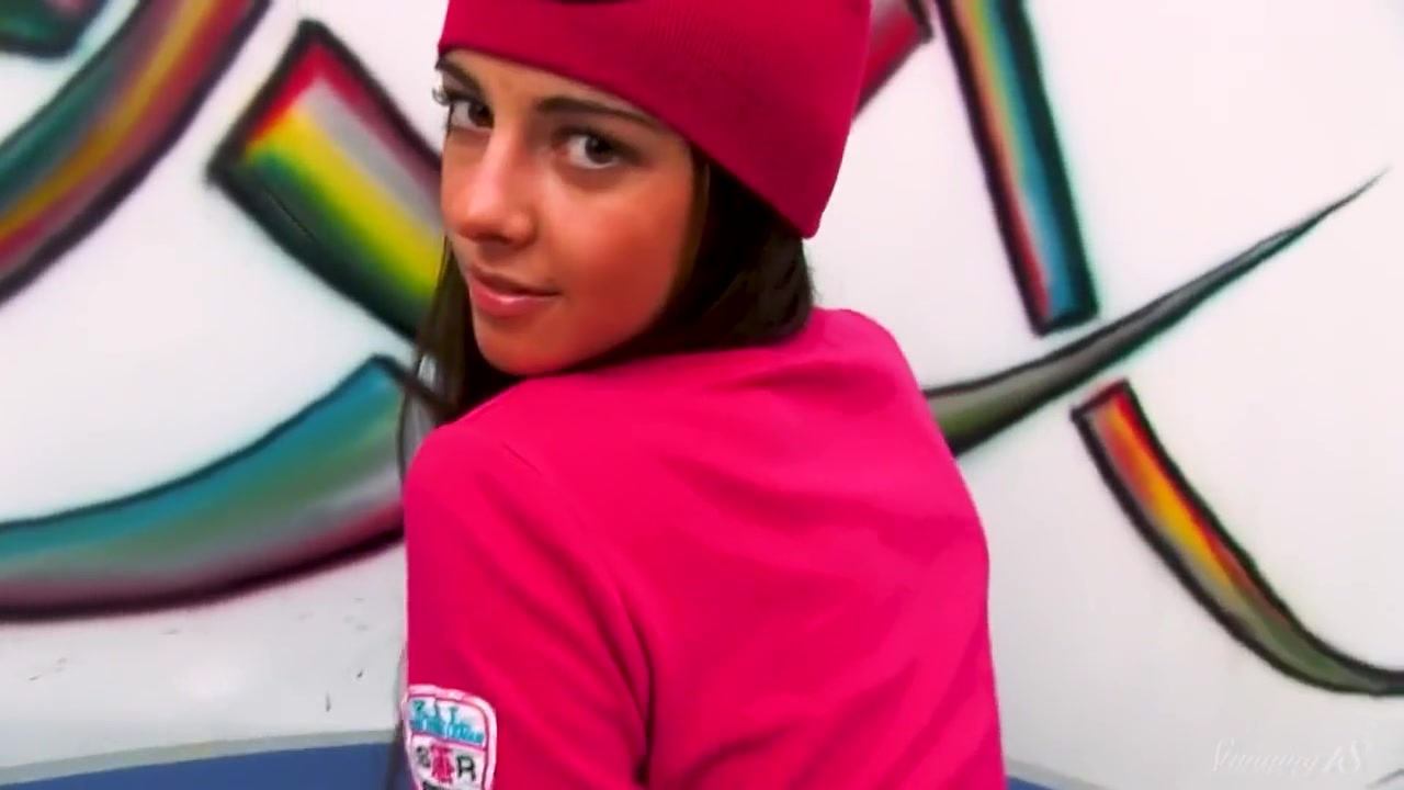 Big Boobed Brunette Oliya Strips Naked Next To A Graffiti! Art!