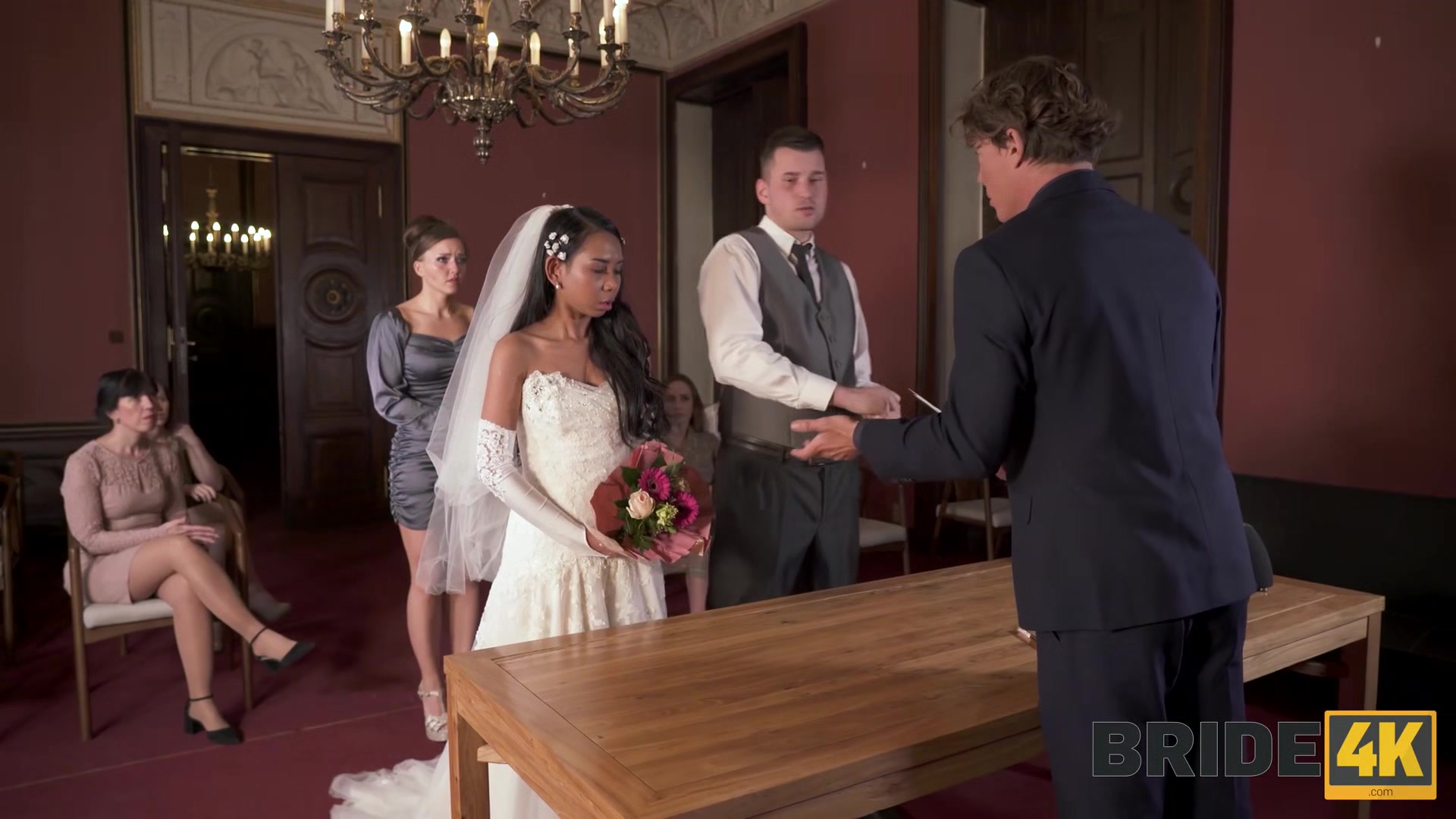 BRIDE4K. Couple starts fucking in front of the guests after wedding ceremony