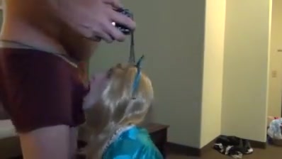 Sub college girl sissy gagging on daddys cock