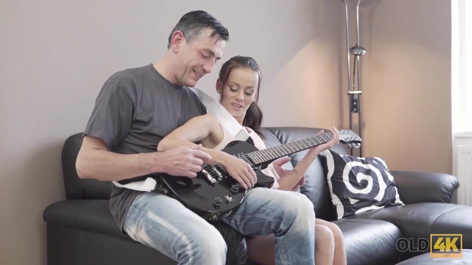 OLD4K. Step dad puts guitar aside and takes care of Tina Walker shaved pussy