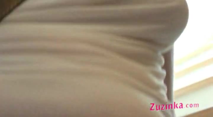Zuzinka shows her pussy on the stairs