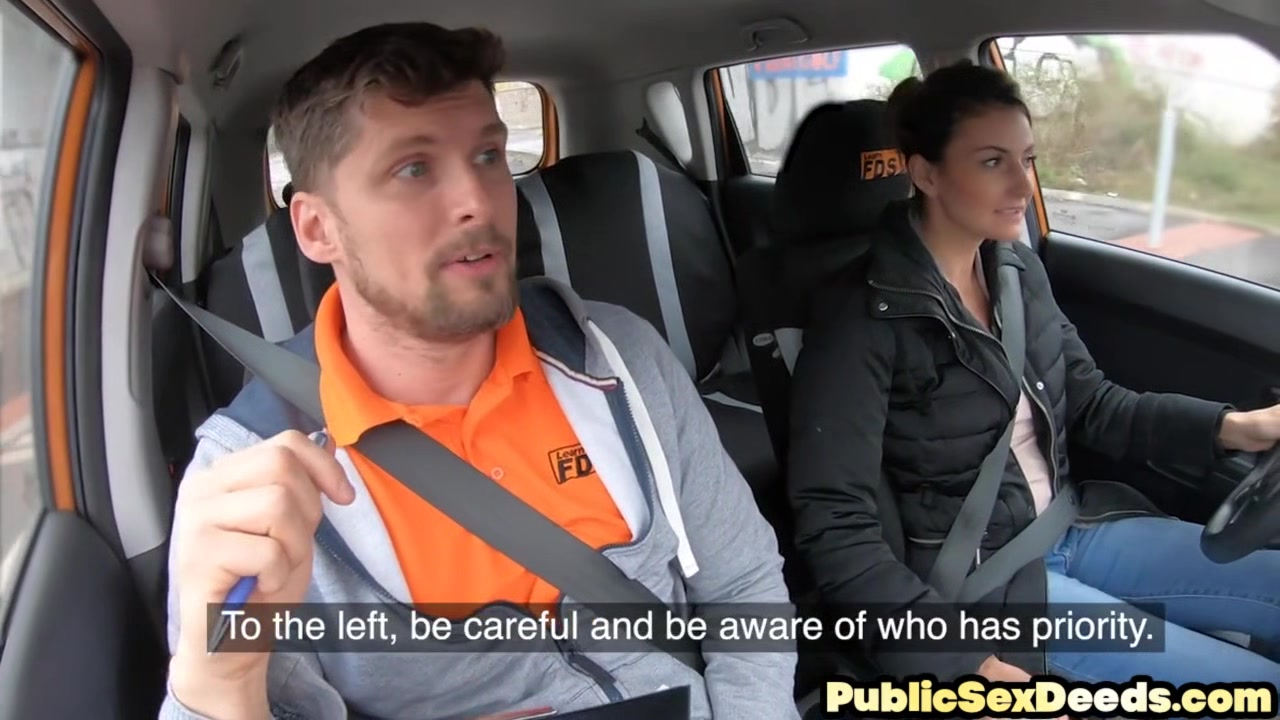 Cute learner cockriding her instructor