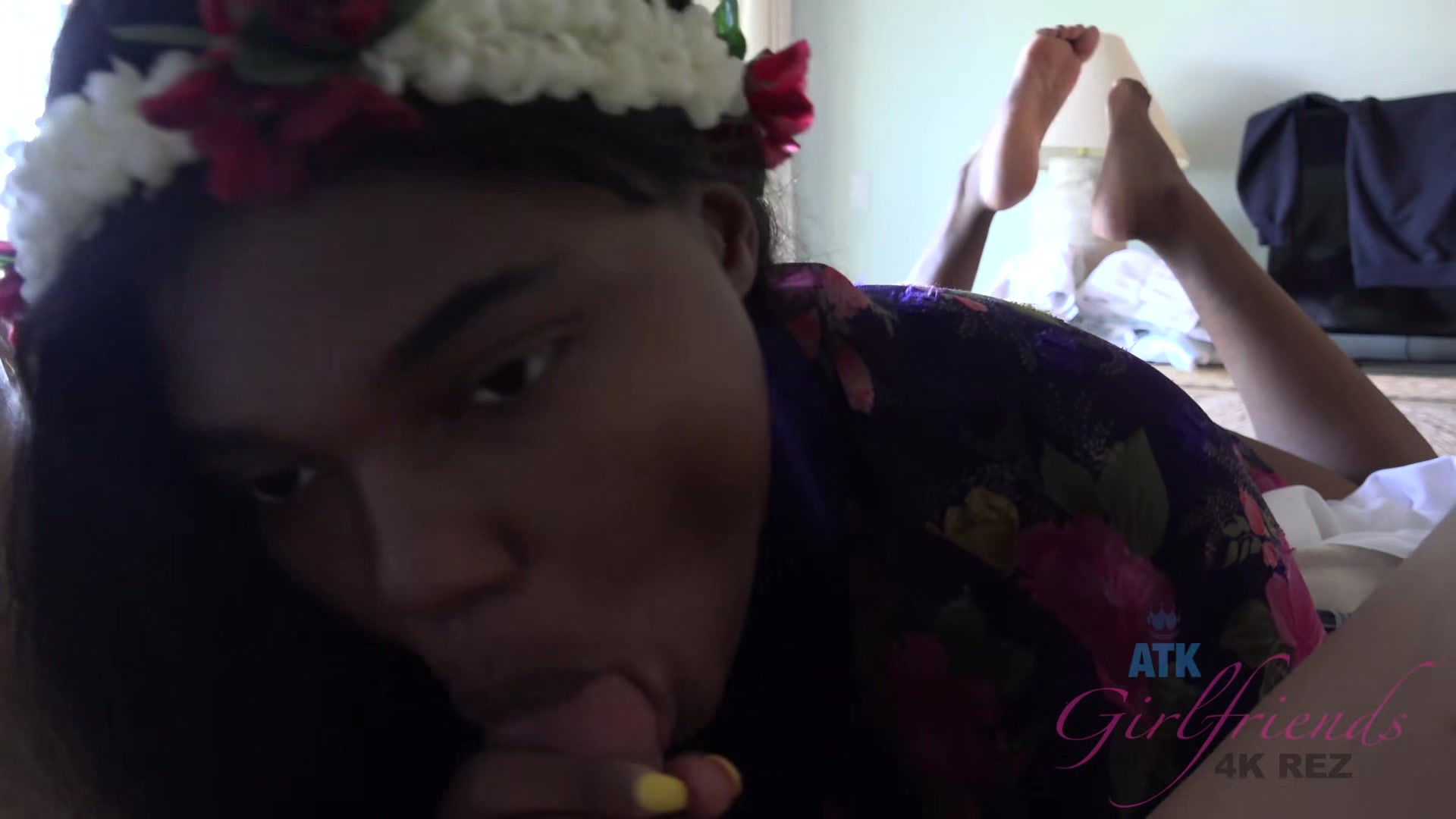 Hot Latina Babe Gives Him Footjob