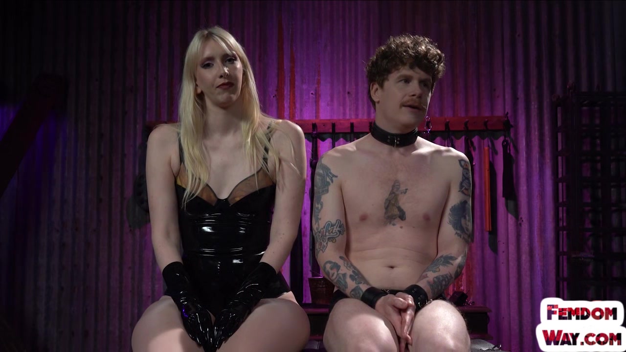 Latex CFNM domina tormenting sub cock after casting