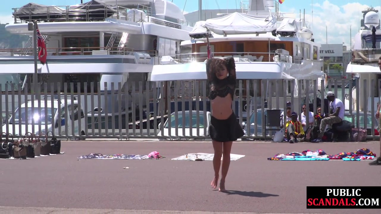 Public naked slut whipped outdoor by master and domina