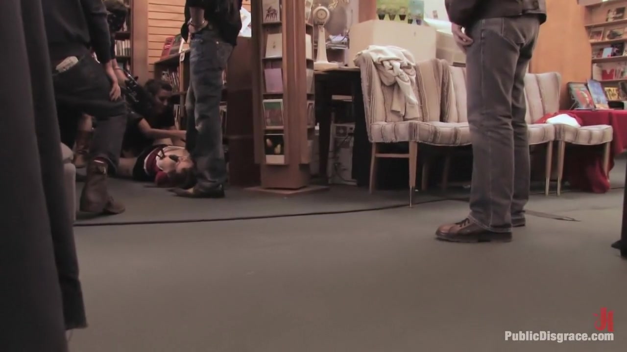 Redheaded bookworm gets humiliated and fucked in a bookstore!