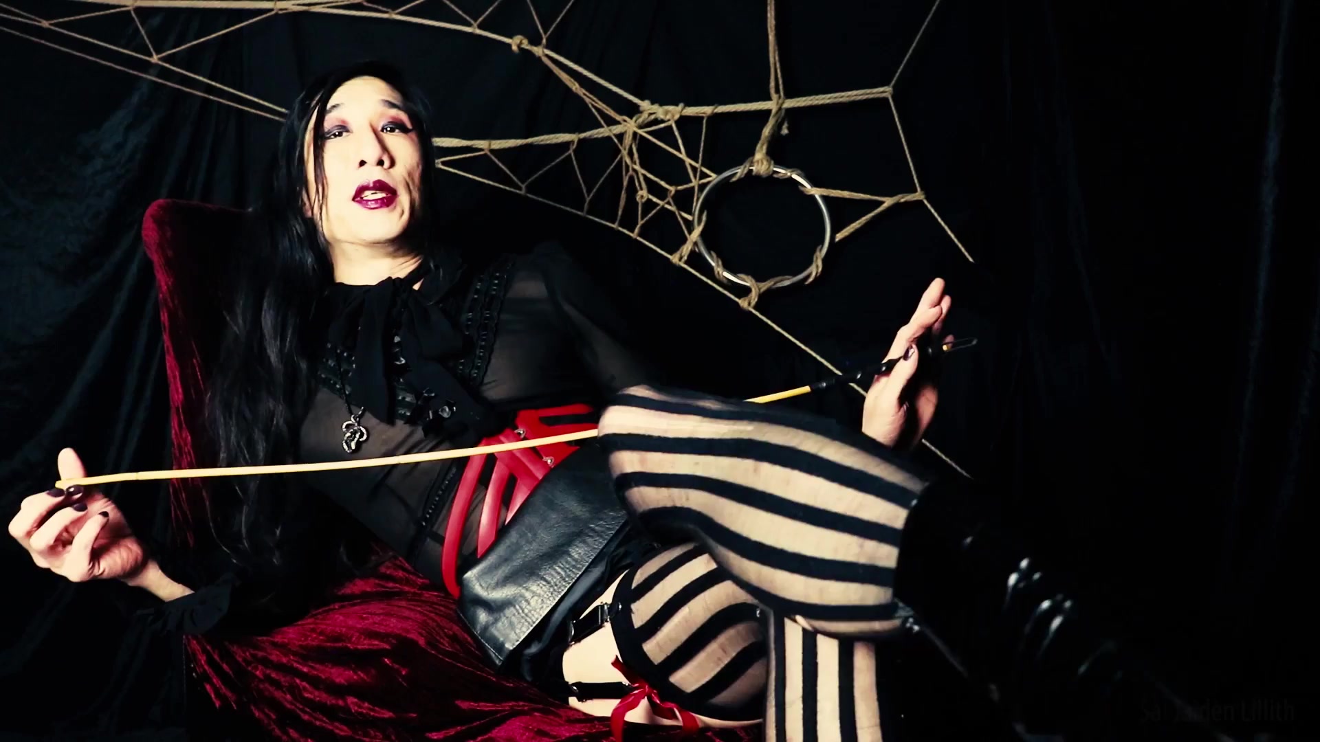 Headmistress Lillith - Distracted & Caned (Solo - Leg / Boot Fetish)