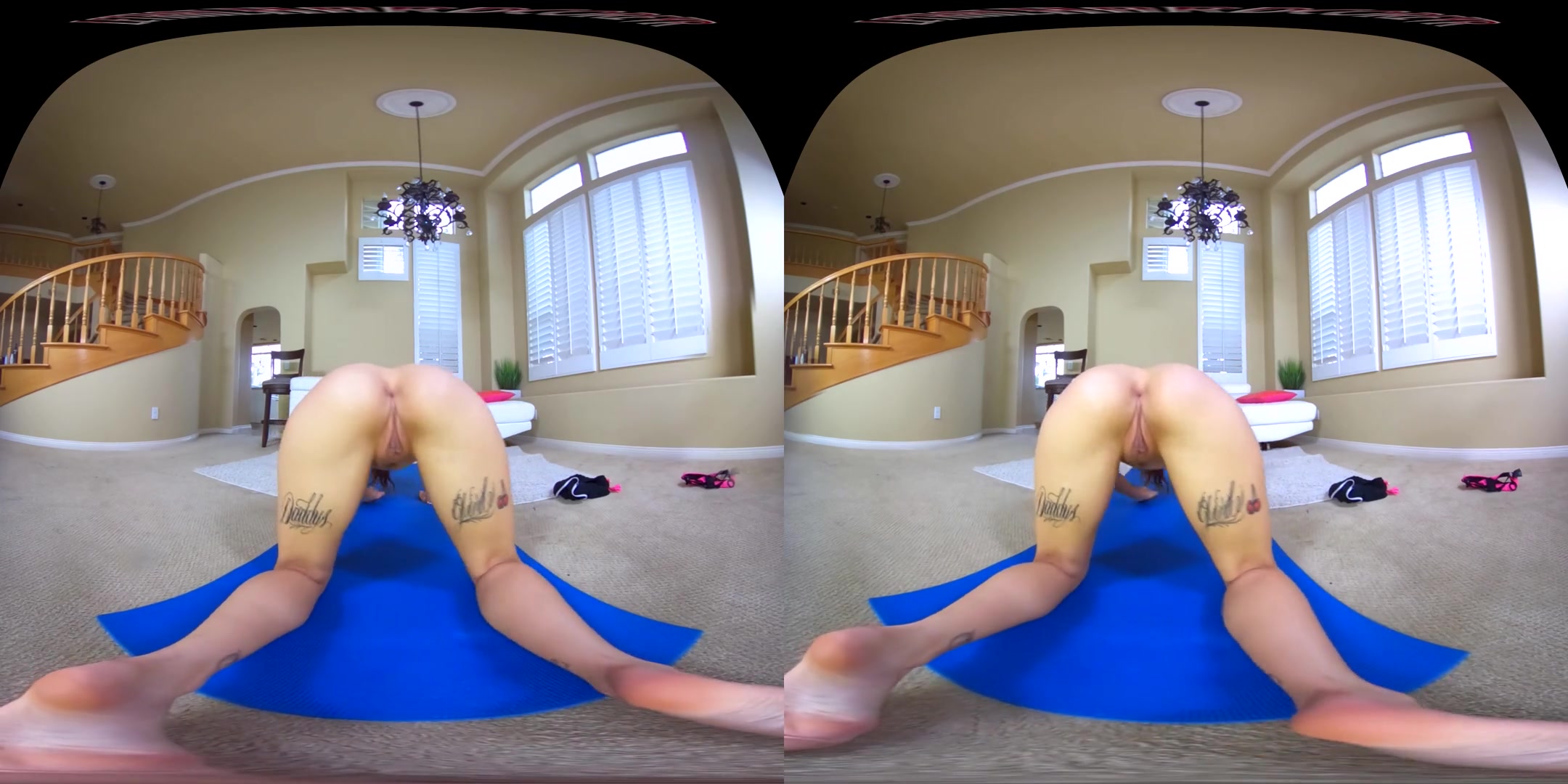 After Workout Massage; stretching exercise petite teen 18+ young tattoos small tits