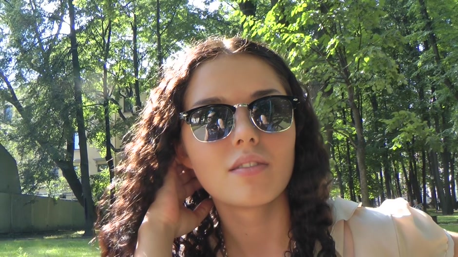 Slut gets partially naked in public before fucking