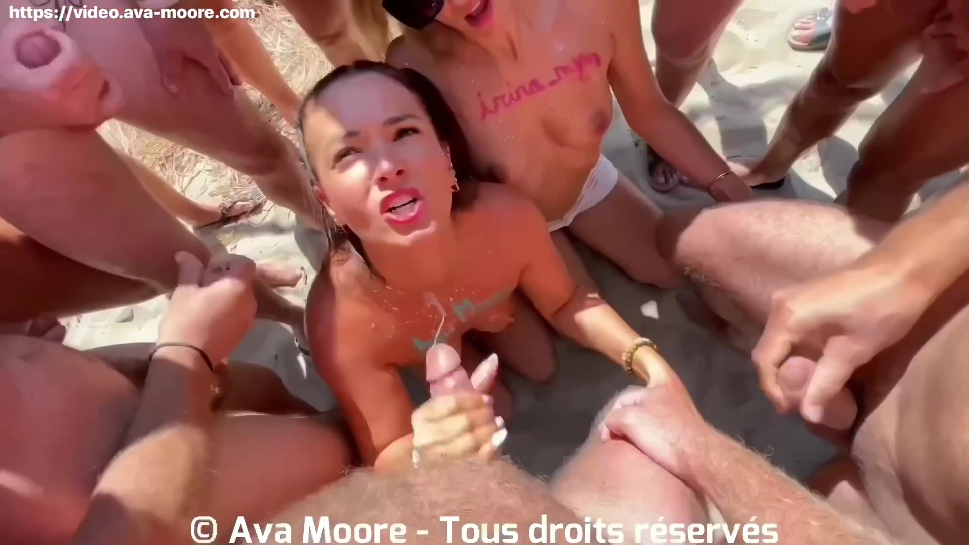 With Irina Mym, We Get Covered In Cum By A Crowd Of Strangers On A Beach