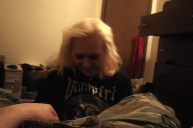 Kinky emo girlfriend fooling around with a strapon