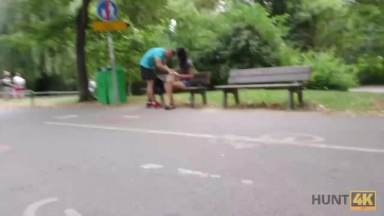 HUNT4K. Cuckold watches how his girlfriend fucks for money in park