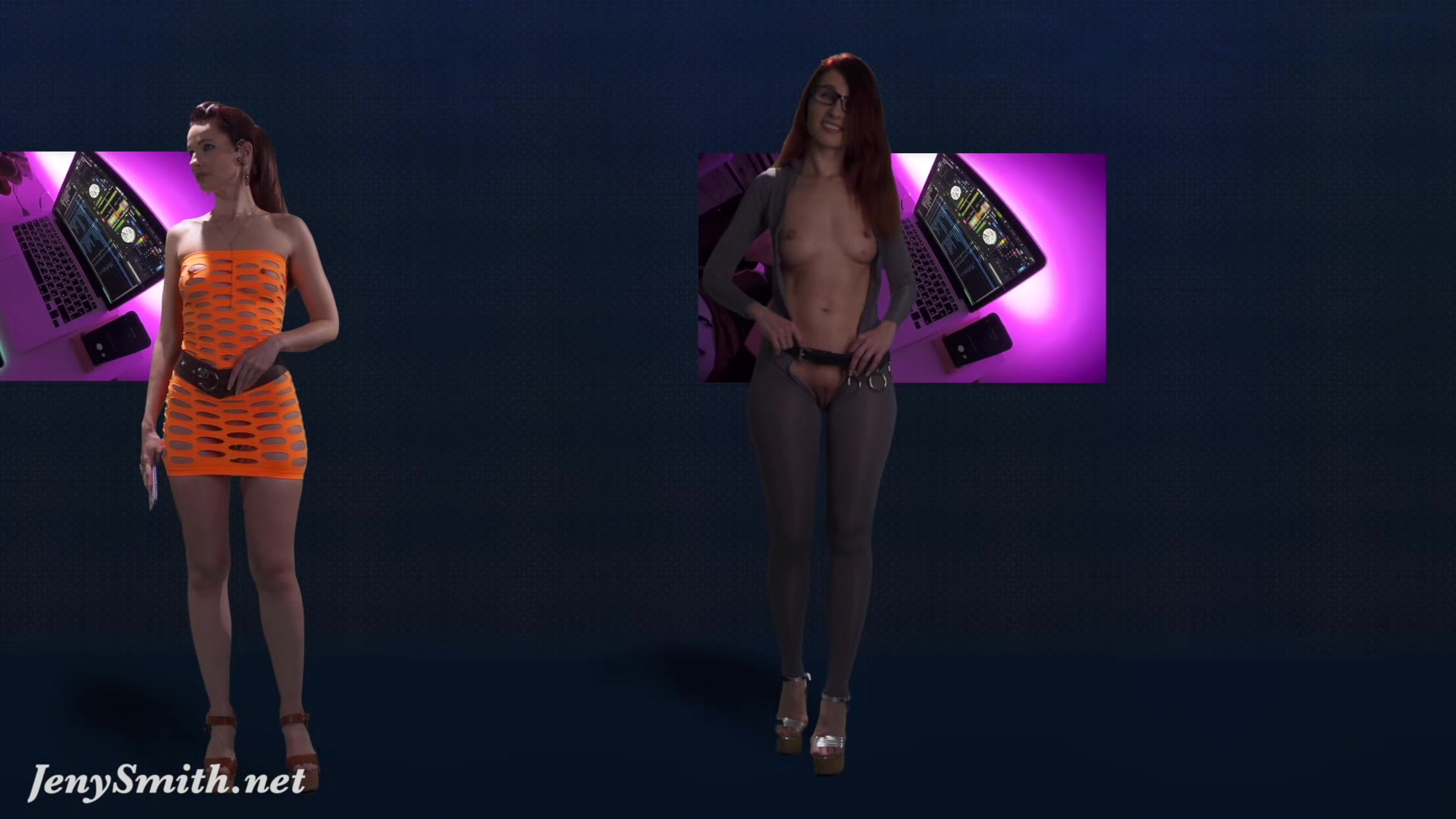 Naked Singer on stage. Virtual Reality