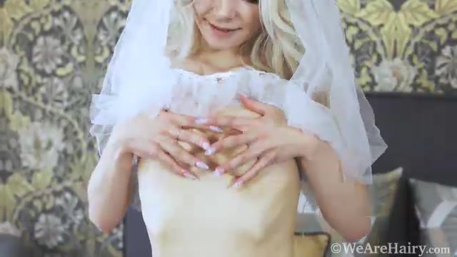 Lily Strips Naked In Bed Wearing Bridal Lingerie