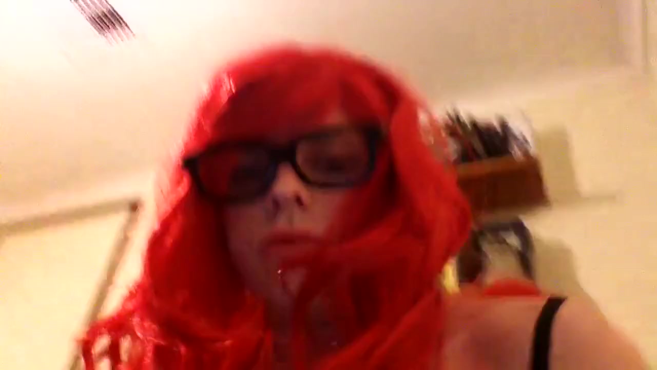 Red head sissy fucks herself silly and cums like never before