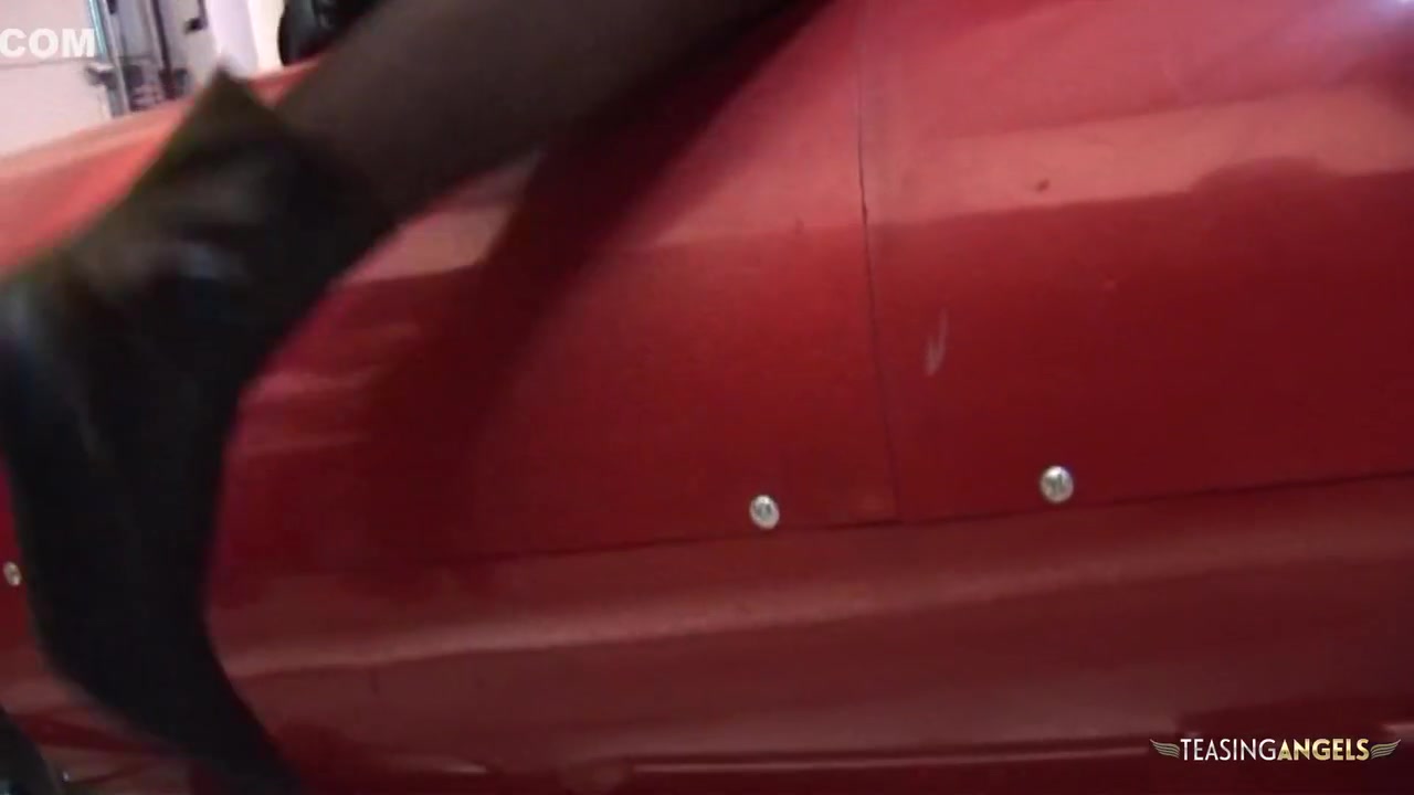 The Blonde Mechanic Lets Her Big Cock Customer Inspect Her Freshly Shaved Pussy Up Close With Bigger Cock