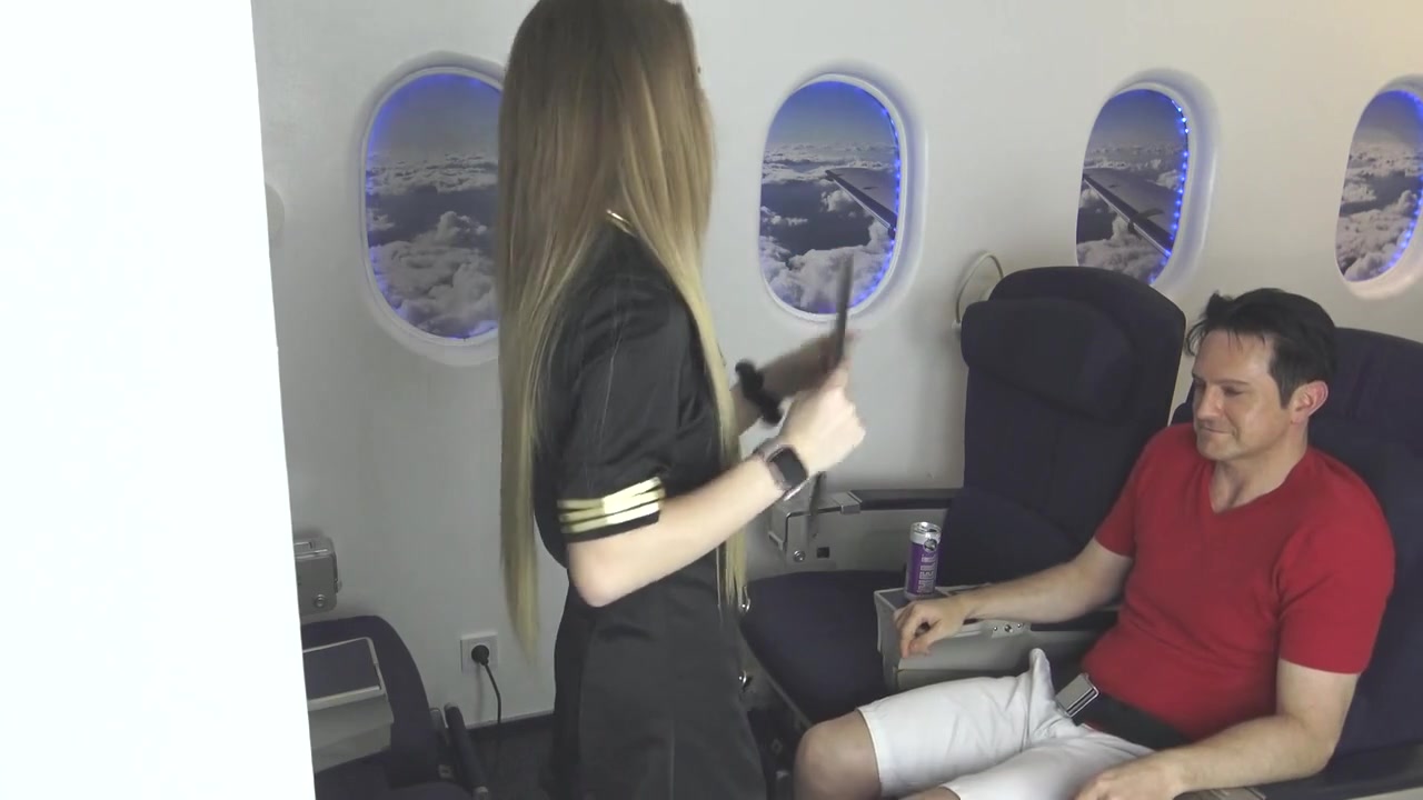 Stewardess feet smelling and licking in air plane by Foot Girls