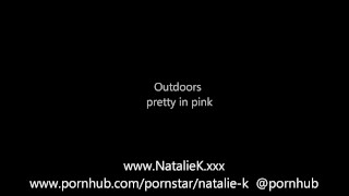 Outdoor flashing upskirt pee and fingerfucking with Natalie K