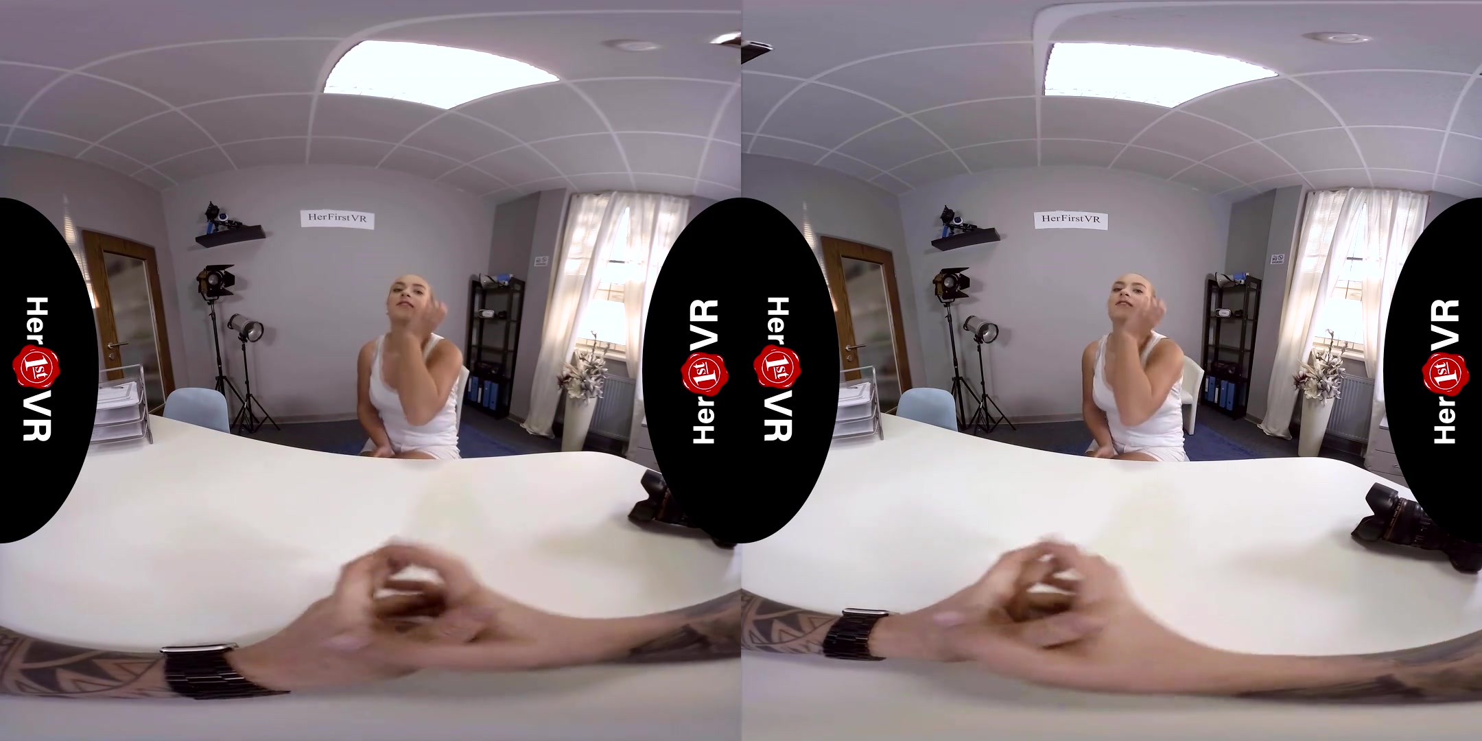 Nicole - First VR Casting; striptease solo masturbation audition blonde big tits curvy