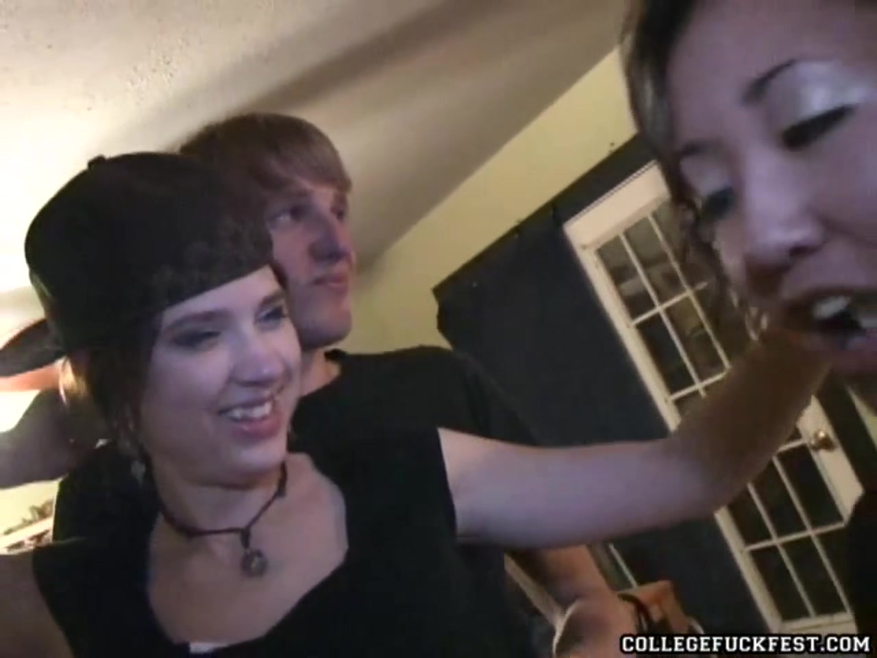 College slut sucks dick and gets banged