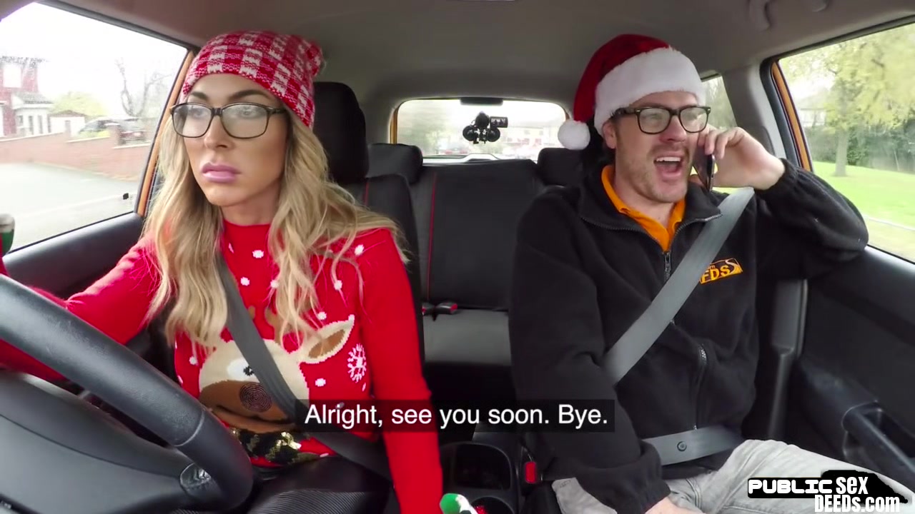 Car instructor doggy styles busty MILF in car after class