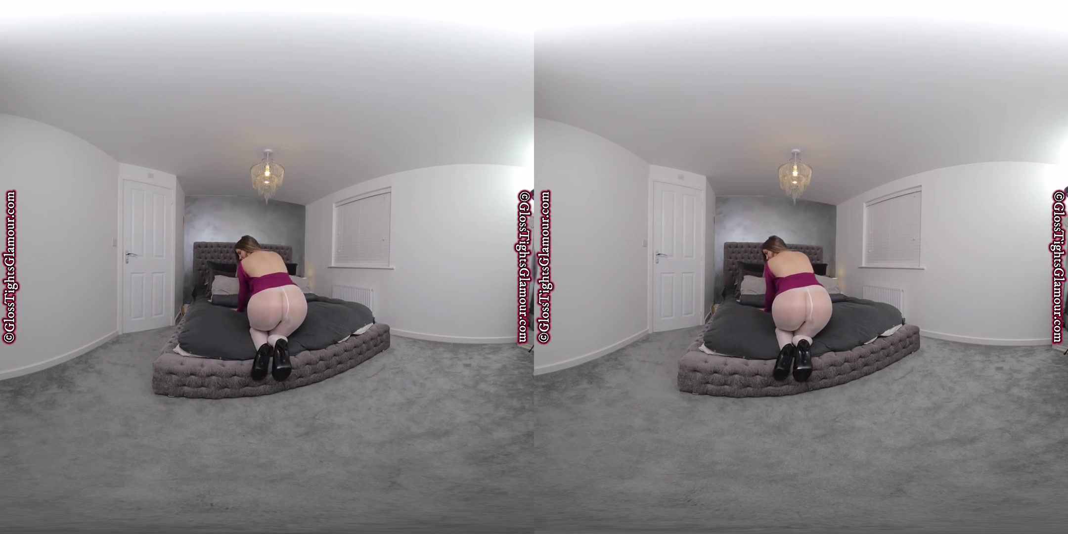 White Tight JOI - Huge Tits Babe Striptease in Pantyhose
