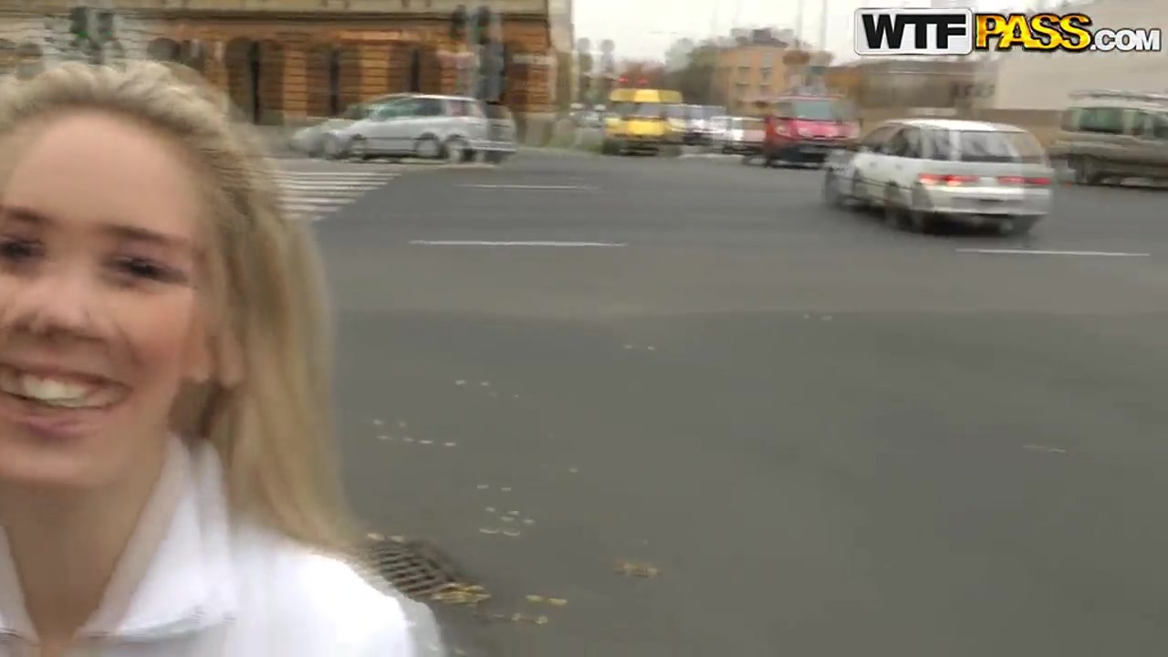 Man seduces blonde hottie to relax outside