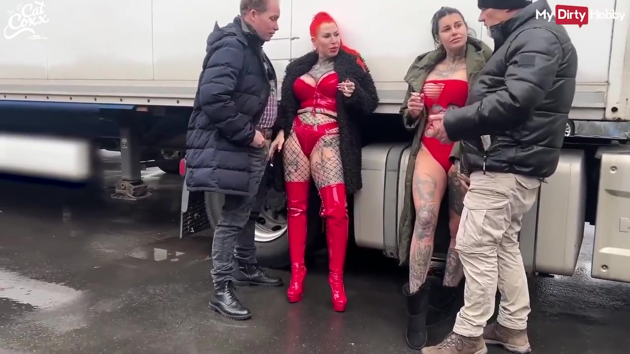 Cat Coxx - Truck Stop German Whores Get Picked Up And Fucked In Amateur Foursome