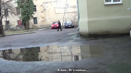 Blond sucks in the porch
