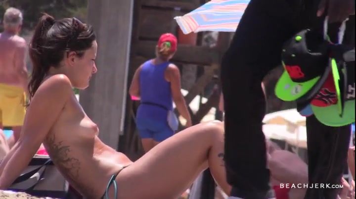 Gorgeous Topless Brunette - BeachJerk