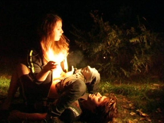 Smoking Lady Plays in the Forest