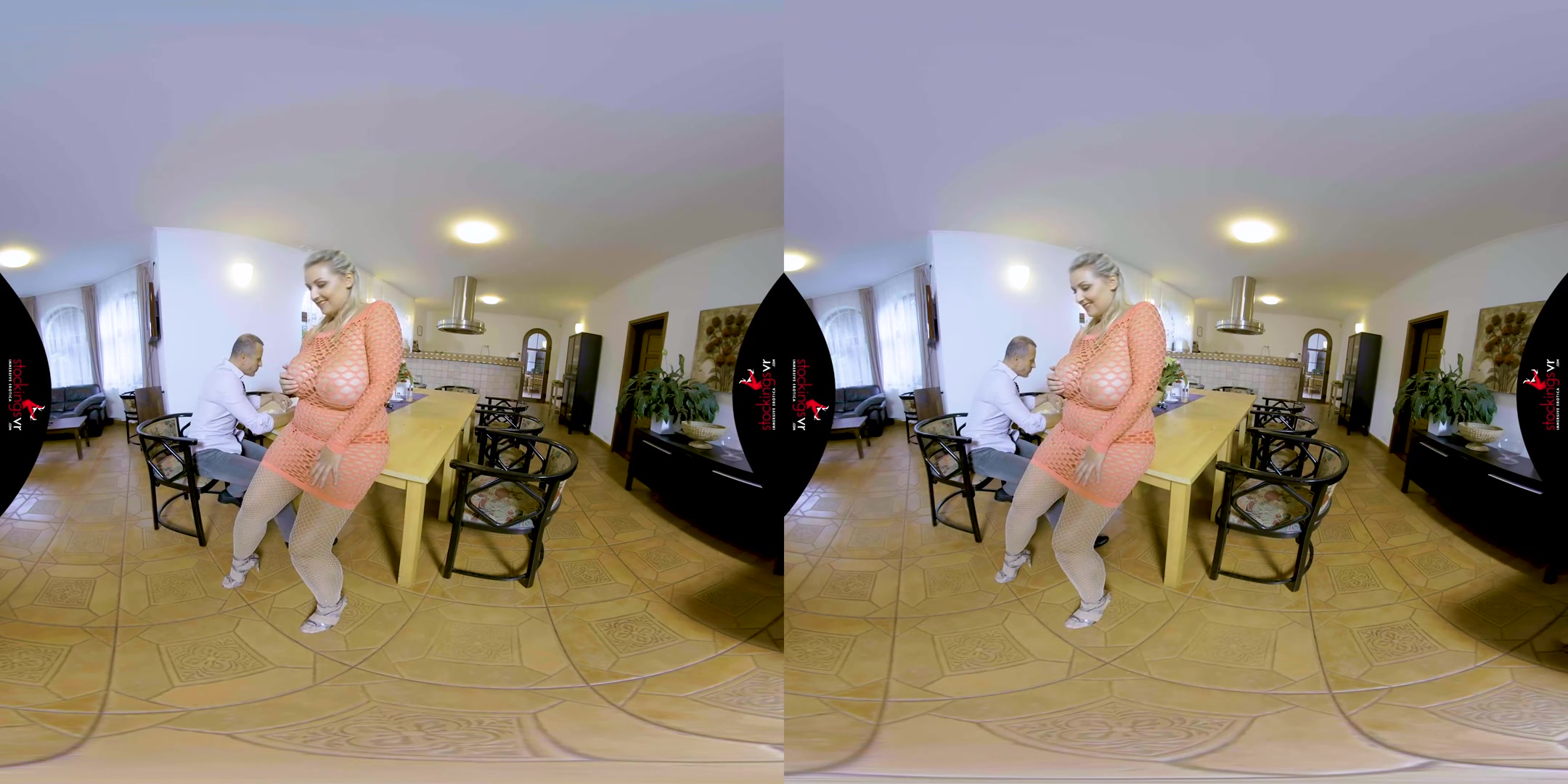 Fucking In Fishnets - BBW with Big Tits Bent Over the Counter 3D Porn
